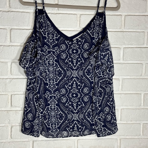 Reitmans Cold Shoulder Top | Lined | Handkerchief Print | Navy | XXL - Picture 3 of 6